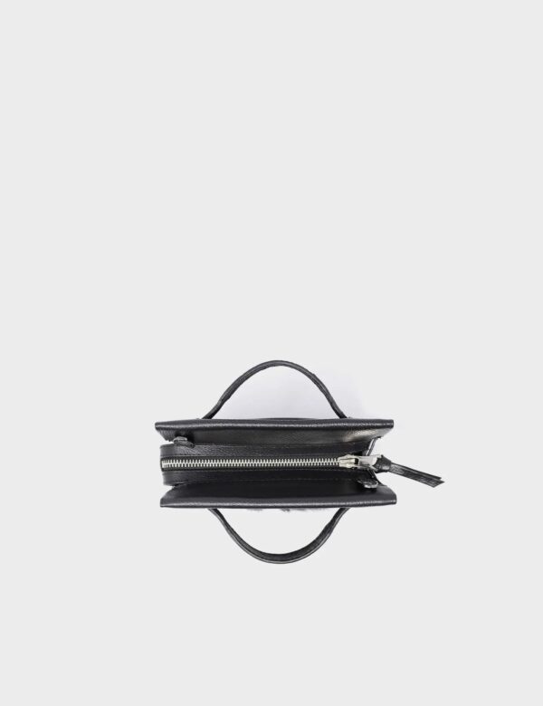 Vali Crossbody Micro Black Leather Bag - Eyes Applique Adjustable Handle