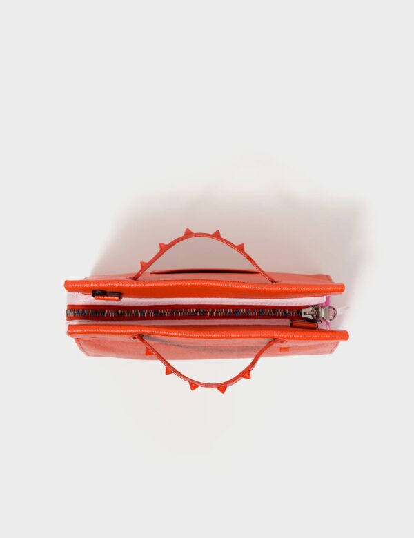 Vali Crossbody Small Fiesta Red and Bubblegum Pink Leather Bag - All Over Eyes Embroidery