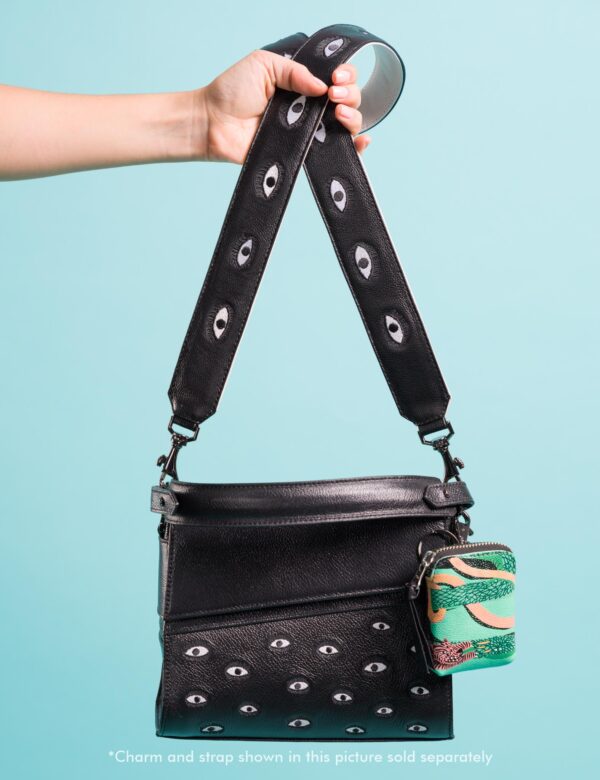 Anastasio Micro Crossbody Handbag Black Leather - All Over Eyes Embroidery